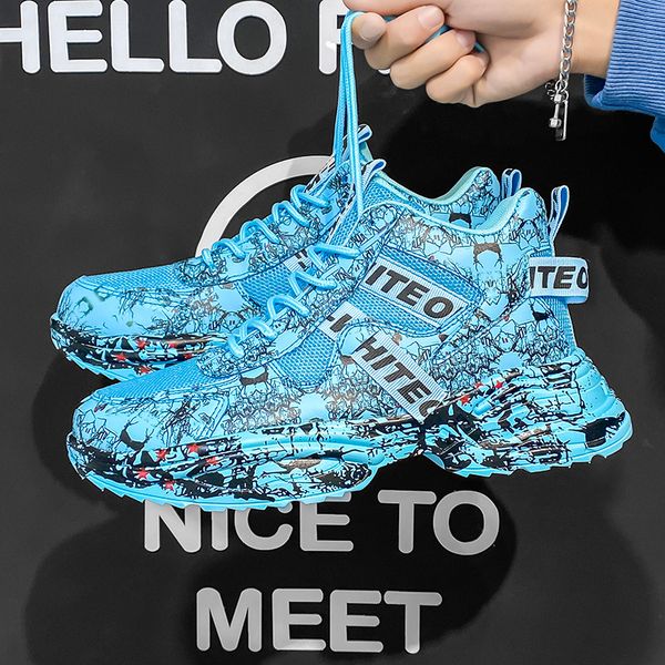 

mens womens running shoes black white blue green gray -29 graffiti comfortable breathable fashion trainers sports sneakers outdoor size 39-4