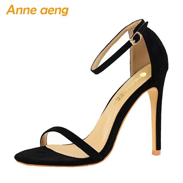 

dress shoes 2021 summer women sandals 11cm high thin heel buckle cover fashion ladies black heels