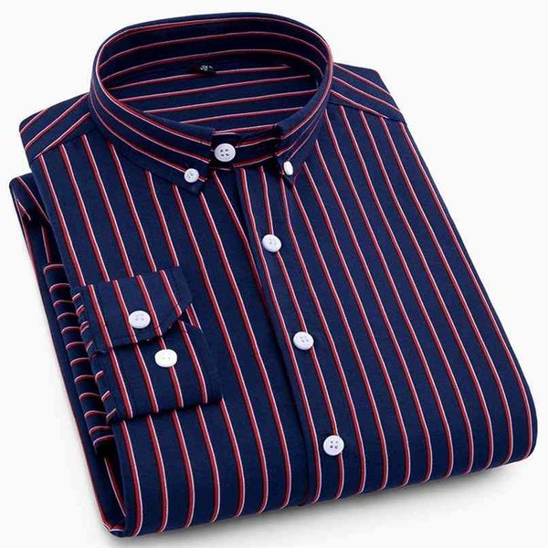 

mens business casual long sleeved men button shirt classic striped slim fit male social men's dress shirts 210809, White;black