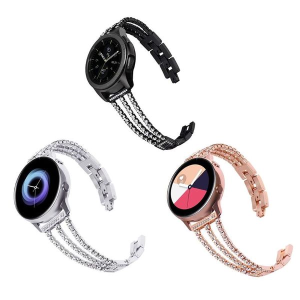 

watch bands luxury 3 chains diamond stainless steel strap wristband metal watchband bracelet belt for huaweigt2/gtglory, Black;brown