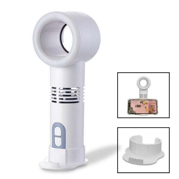 

electric fans mini bladeless fan usb rechargeable portable with led light detachable base handheld leafless for home office