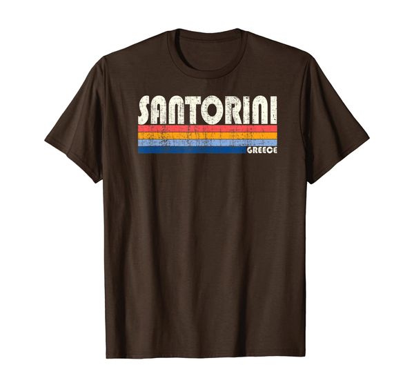 

vintage 70s 80s style santorini, greece t-shirt, White;black