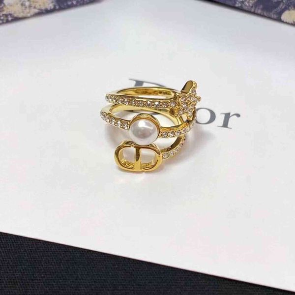 

70% off pearl letter star open women's fashion simple three ring, Golden;silver