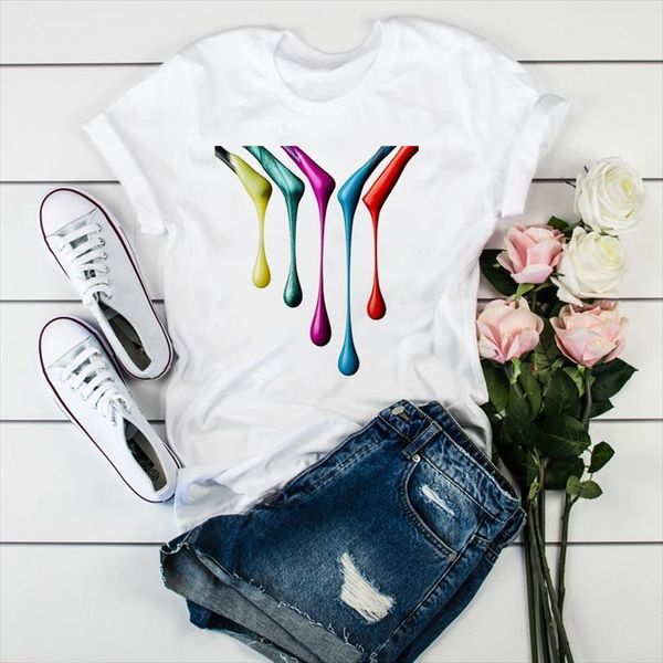 

color nail polish 3d printed mens t shirt and womens female fashion short sleeved tumblr harajuku graphics clothing lady, White;black