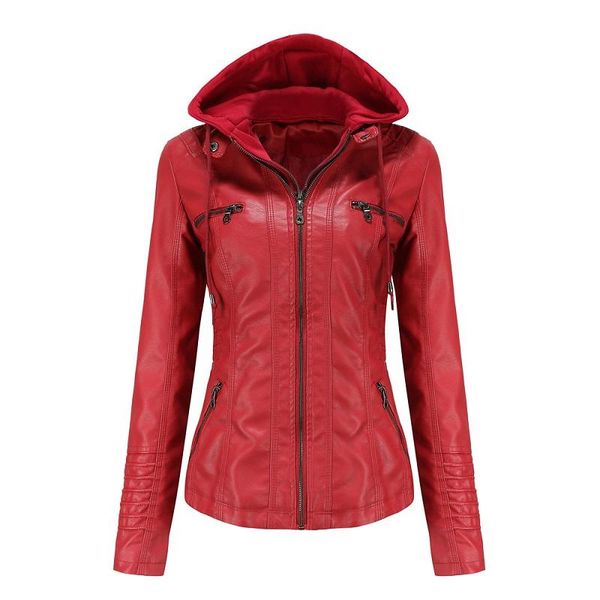

women's leather & faux 2021 winter man-made jacket casual basic coat large size 7xl fashionable locomotive clothing waterproof wind, Black