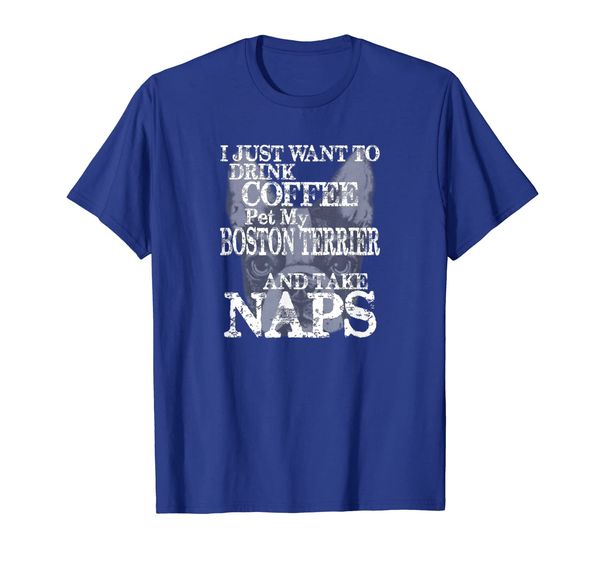 

"drink coffee take naps" boston terrier dog lover t-shirt, White;black