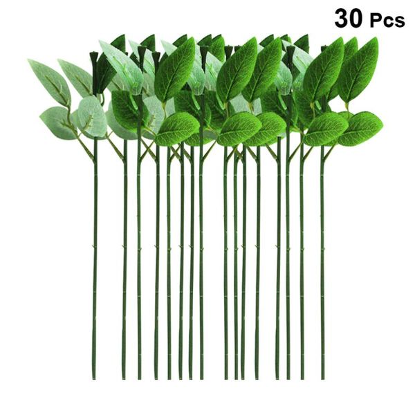 

30pcs rose flower stem single branch with leaves rose stem decorative