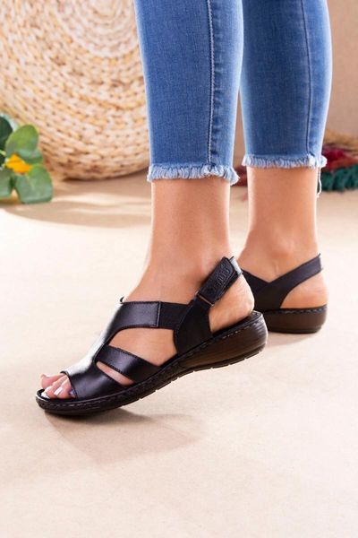 

sandals women's black genuine leather