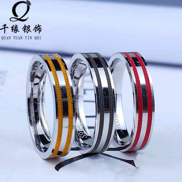 

ring qianyuan s925 silver new men's cnc exquisite carving simple fashion personalized couple hot