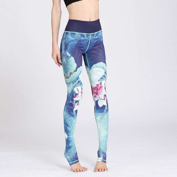 

2020 new sports slim yoga wear professional brand ink printing yoga fitness pants wholesale 522, White;red