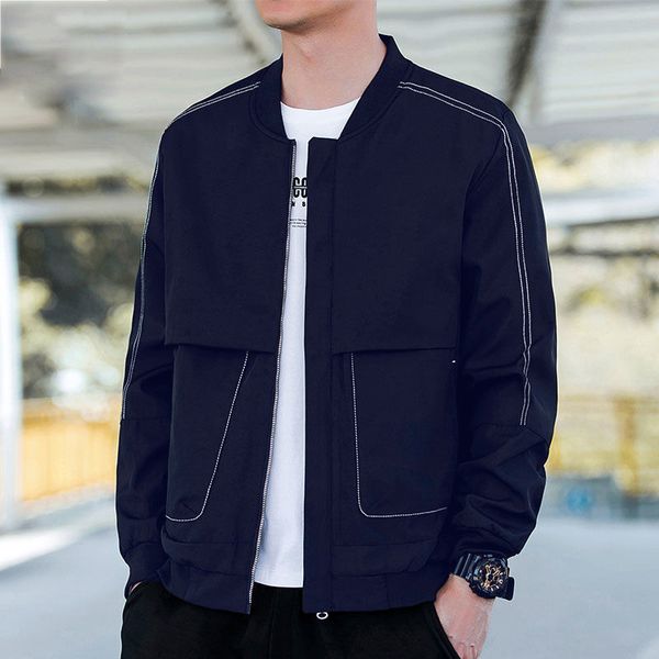 

student large jacket casual fashion stand collar men's coat boys, Black;brown