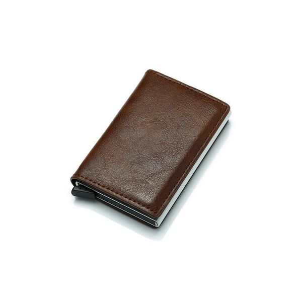 

bycobecy credit card holder casual slim mini wallet rfid metal aluminum pu leather purse business card case for trave qylqea