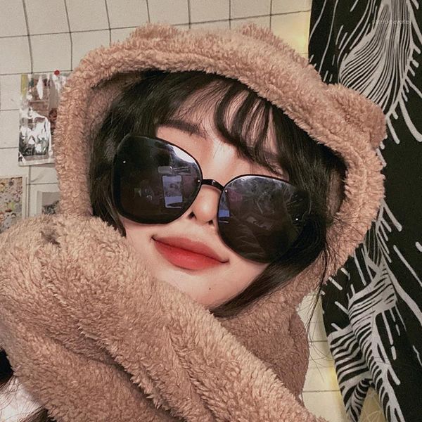 

sunglasses vintage oversized cateye women gothic punk brand designer trending sun glasses y2k classic shades gafas, White;black