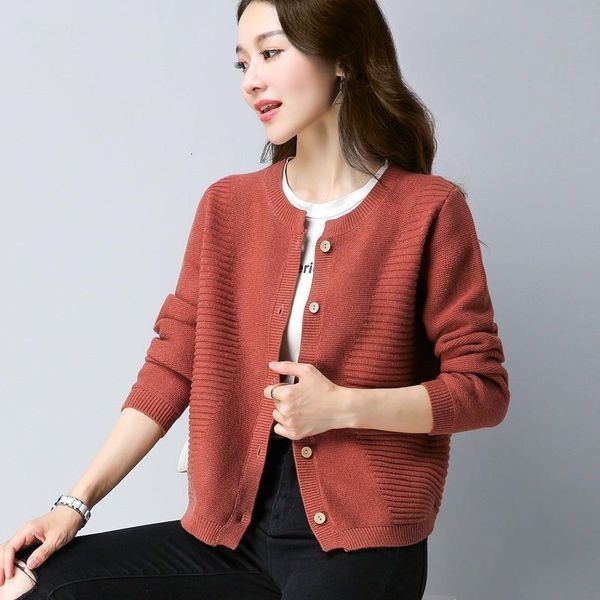 

2021 women spring autumn new fashion knitted cardigan female o-neck long sleeve sweaters ladies casual chic knitwear l563iu1c, White;black