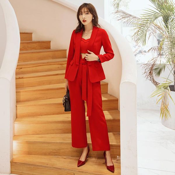

two piece dress yigelila autumn arrivals red suits long sleeves turn down collar elegant solid office lady with belt 71026, White
