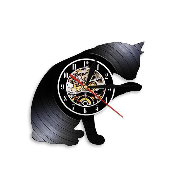 

wall clocks cats handmade record clock vintage home decor creative hanging art retro timepiece pet lover gift