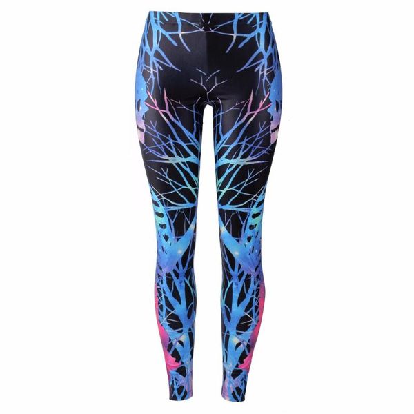 

women's leggings brand fashion women printing leggins fitness legging woman pants colorful trees and skeletons, Black
