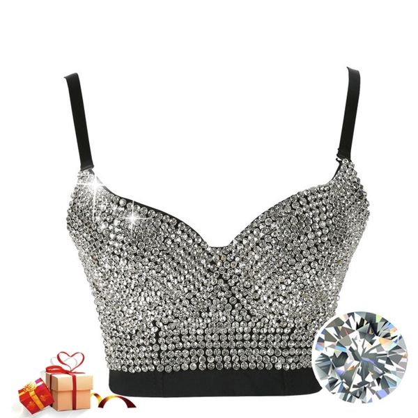 Strass BH Diamant Baumwolle Push Up BHs Dessous Korsett Undefiniert Crop Top Ropa Sexy Bralette Nachtclub Bar Lenceria Suti 210308