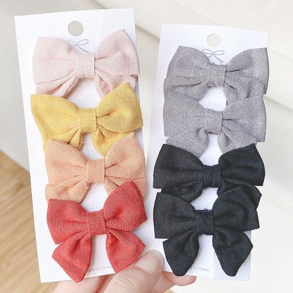 

hair accessories 4pcs/set 2.4 inches bows baby girls head clips cotton soft headwear lovely hairpins kids cute headgrips, Slivery;white