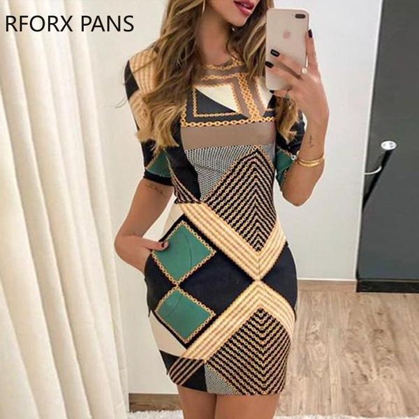 

casual dresses geo chain print bodycon dress women, Black;gray