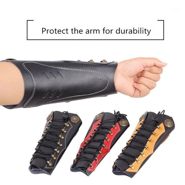 

elbow & knee pads three colors of bow hunting leather and cowhide arm guard1, Black;gray