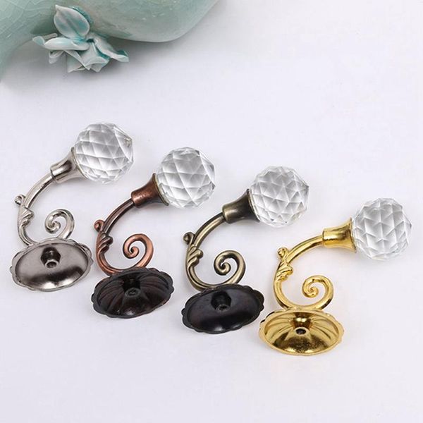 

2 pcs wall mounted curtain holder metal crystal ball curtain holdback rustic hanger hook wall buckle backs hanger