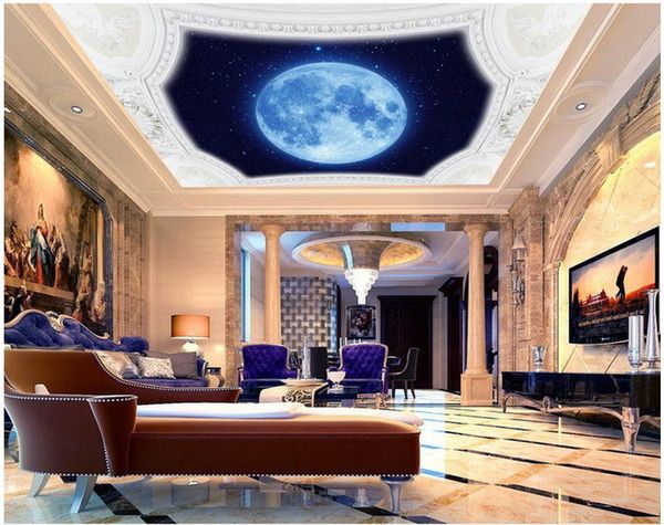 

wallpapers 3d ceiling murals wallpaper blue sky living room decoration painting mural customized