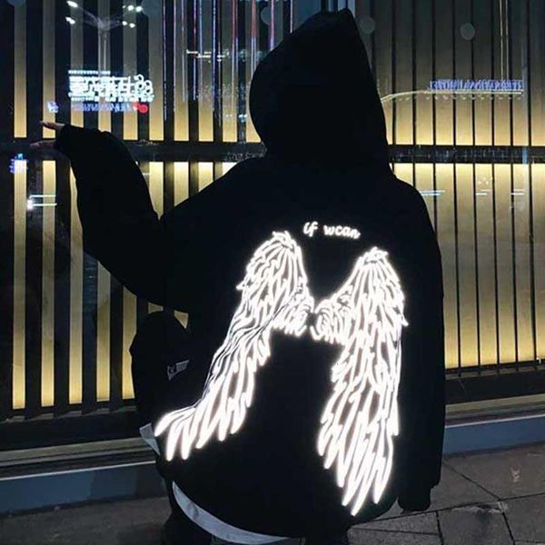 

black angel wings print women hoodie sweatshirt oversize fall winter warm pullover street style coat women punk hoodies