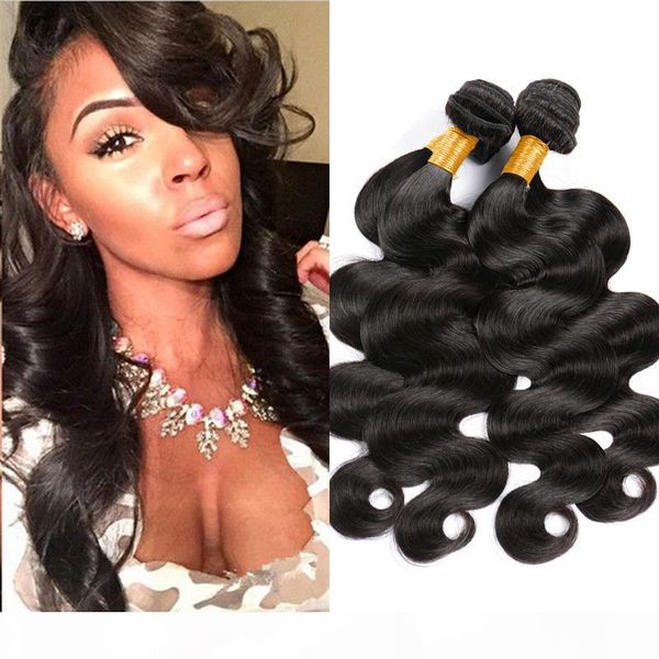 

brazilian body wave 3 4 bundles queen hair 7a grade brazilian virgin hair body wave 100% unprocessed virgin human hair weave, Black