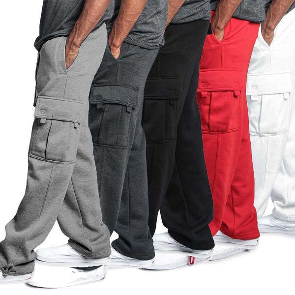 

men loose joggers solid color track pants casual trousers fashion sports pants plus size h0831, Black
