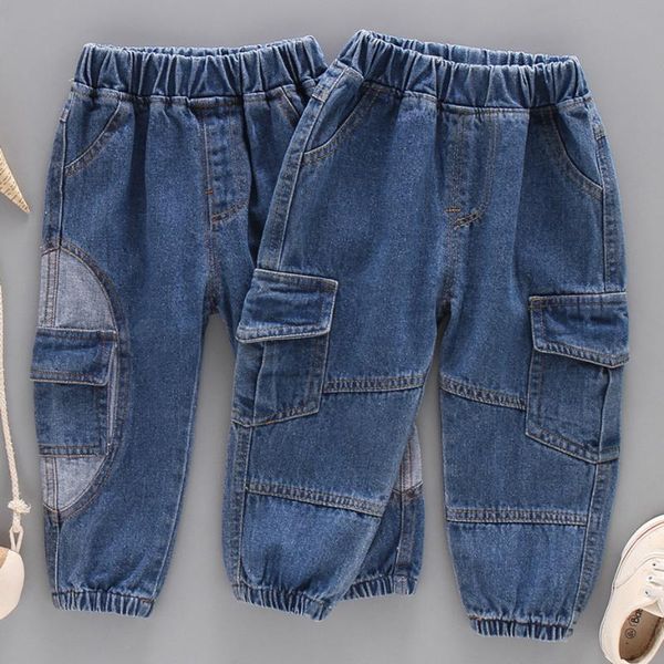 

jeans for girls pockets girl patchwork kids spring autumn baby clothes, Blue