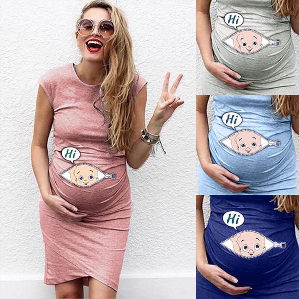

cartoon letter print pregnant pregnancy women dresses maternity nusring o neck sleeveless clothes, Black;gray