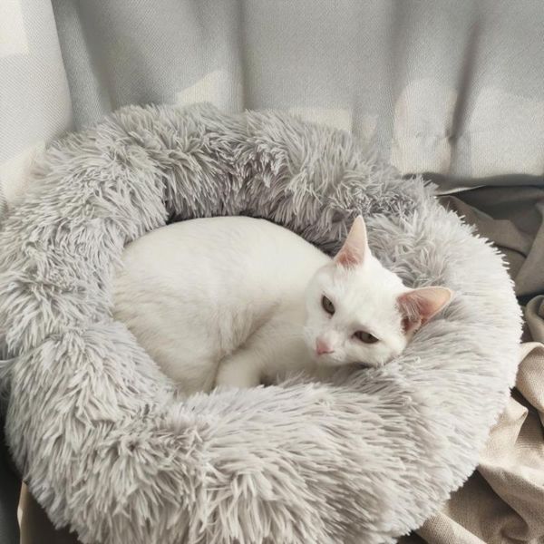 

cat beds & furniture bed 6 sizes round plush house mat winter warm sleeping nest soft dog basket pet cushion portable supplies