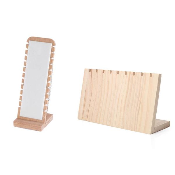 

jewelry pouches, bags wooden plank necklace display stand, holder with modern bamboo storage rack, Pink;blue
