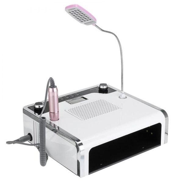 

nail drill & accessories 4 in 1 electric drilling machine with 30000rpm handpiece dust vacuum suction led uv lamp pedicure manicure
