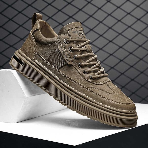 

2021 autumn winter men's sho four seasons fashion casual british versatile breathable low trendy black leather