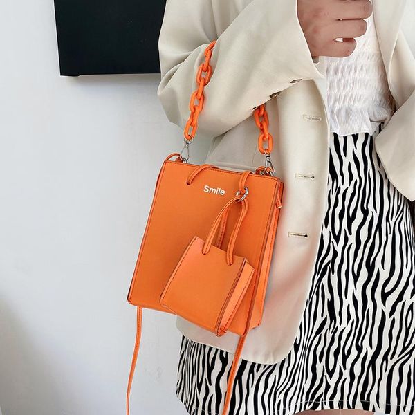 

hats, scarves & gloves sets fashion trend texture bag women's 2021 autumn simple large capacity single shoulder thick chain handbag, Blue;gray