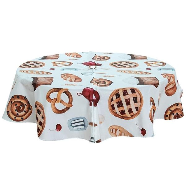 

table cloth umbrella hole tablecloth for outdoor, spillproof waterproof round with zipper 60 inch cover