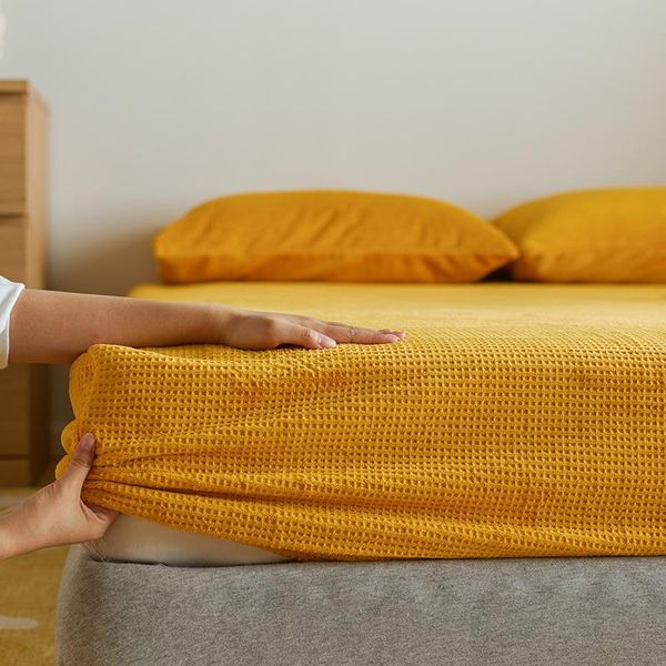 

sheets & sets waffle milk velvet bed sheet case set winter warm anti-static bedspreads elastic band fitted cover home textiles