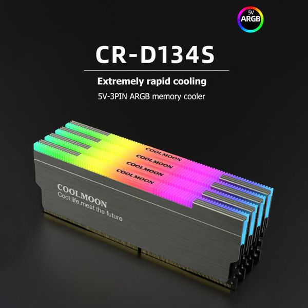 

cr-d134s 5v 3pin argb ram heatsink heat spreader cooler deskpc computer addressable rgb memory cooling vest fans & coolings