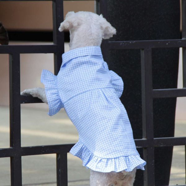 

2020 new summer pet cloth cotton plaid dog skirt kirky teddy party drs