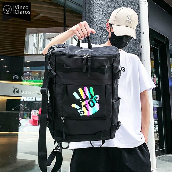 

backpack fashionable brand multifunction waterproof travel men's backpacks colorful reflective school bags for teenagers