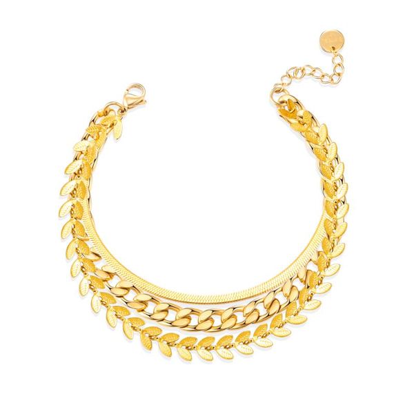 

link, chain bohemian 3 layered gold bracelet statement female korean link leaf bracelets & bangles fashion jewelry gift 2021, Black