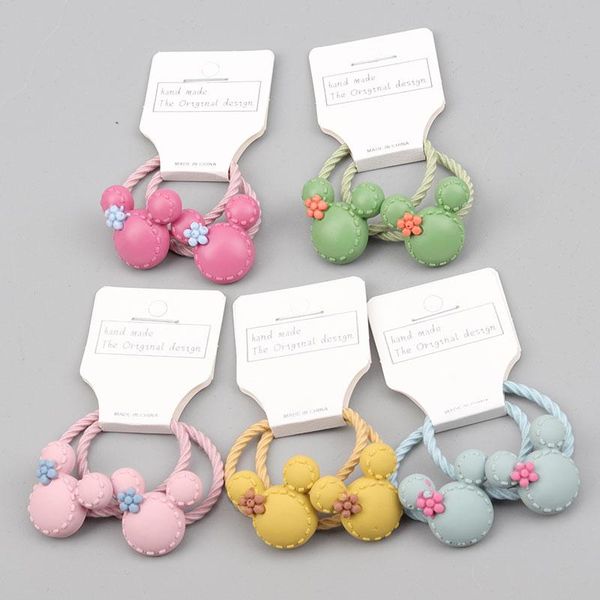 

5-color bear hair ring korean children's hair rope girls rubber band head rope cute little girl accessories headdress, Slivery;white