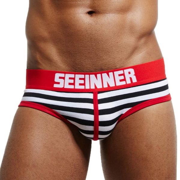 

underpants fashion men underwear striped pouch soft cotton briefs panties male ropa interior, Black;white