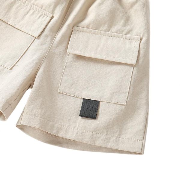 

little girl vest set, letter print crew neck and short pants with belt pocket 2-piece suits clothing sets, White