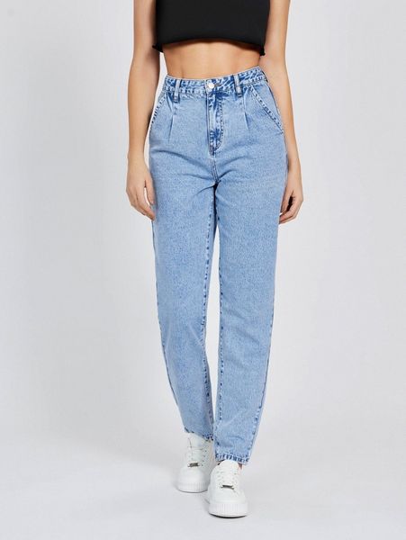 

tall high waist fold pleated mom jeans l1qf#, Blue