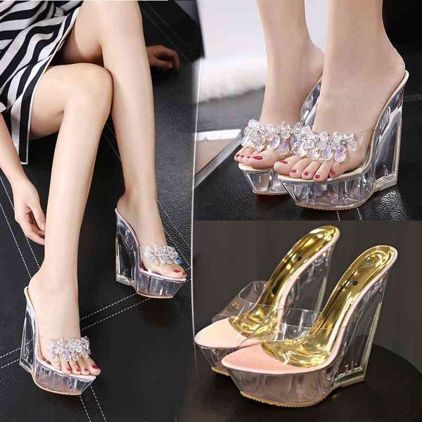 

luxury -14cm handmade heel clear sandals women designer mules bridal wedding shoes come with box, Black