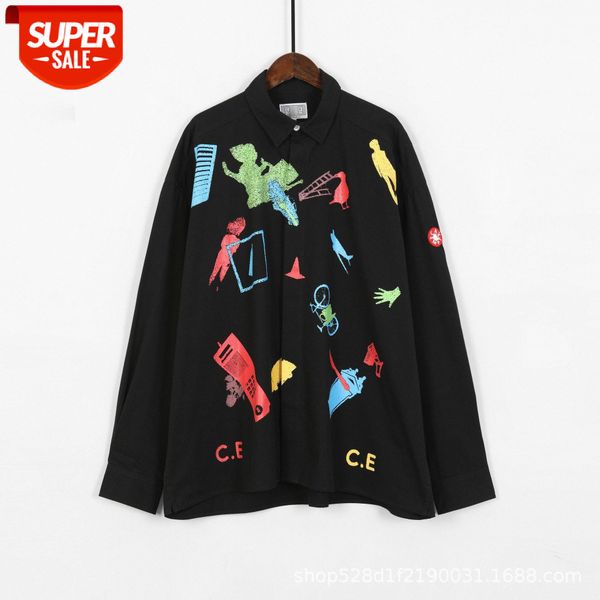 

color creative graffiti long-sleeved shirt jacket #y52o, White;black