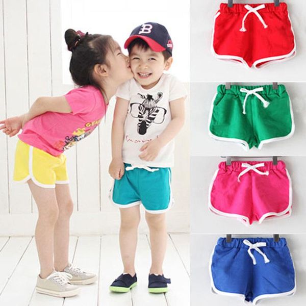 

shorts summer boys girls fashion stretch candy color kids sports short mid waist casual beach children's clothing 2 6 year, Black